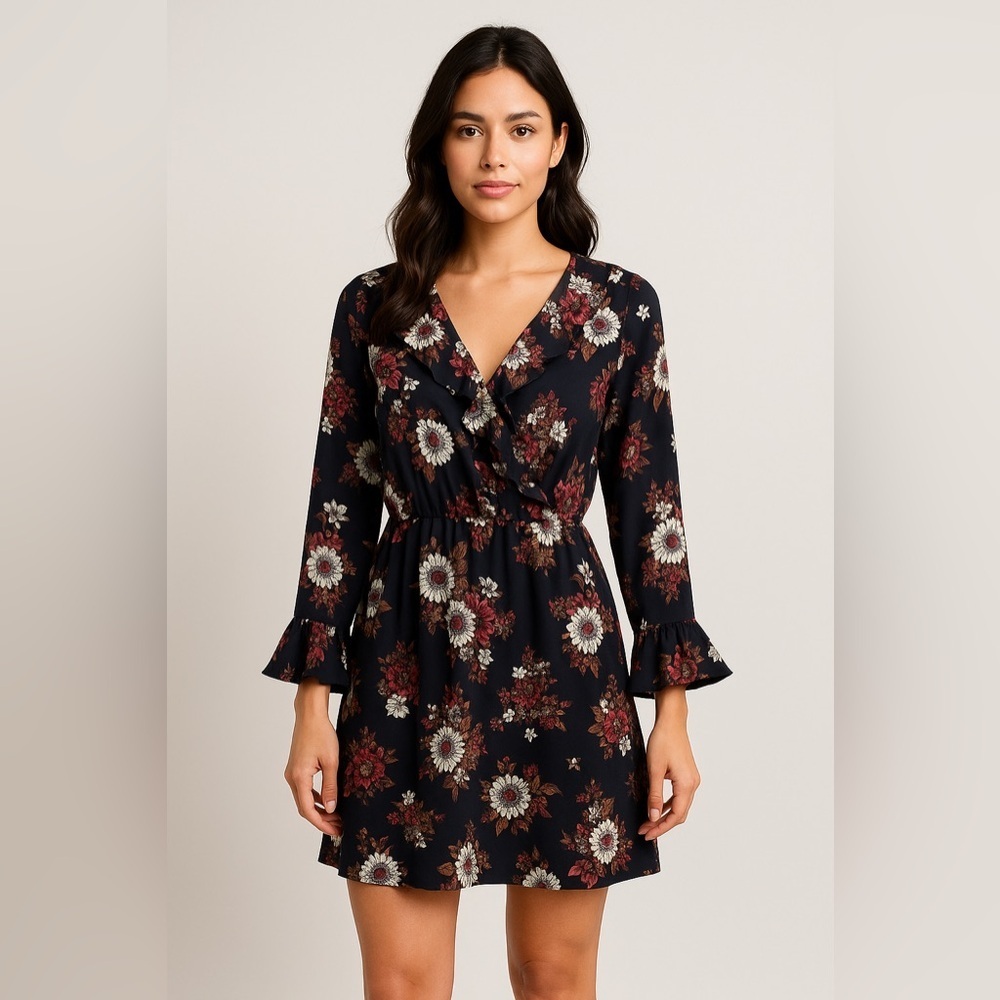 Black Tape Floral Dress -Size S